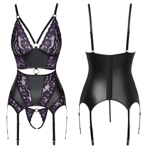 Cottelli Basque & Crotchless String Set from Nice 'n' Naughty