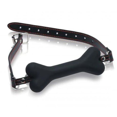 Hound Adjustable Dog Bone Gag Black Silicone by Nice 'n' Naughty