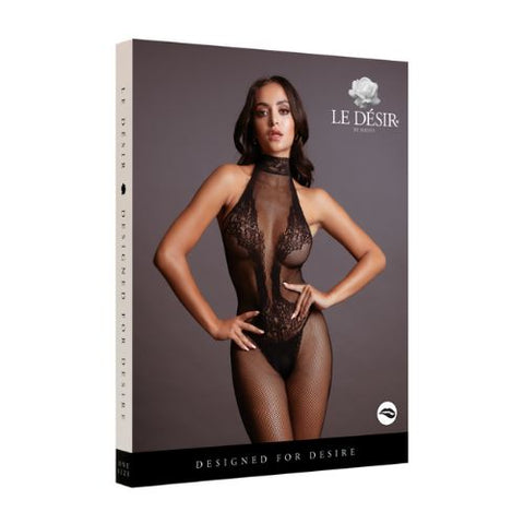 Le Désir Fishnet and Lace Bodystocking Black from Nice 'n' Naughty