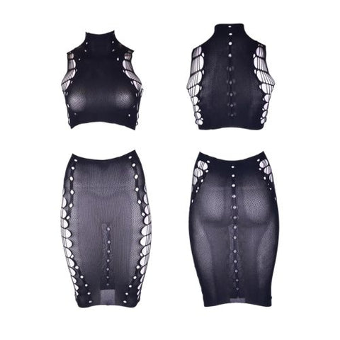 Le Désir Kala XXXVII 2Pc w Turtleneck Crop Top & Skirt Black from Nice 'n' Naughty