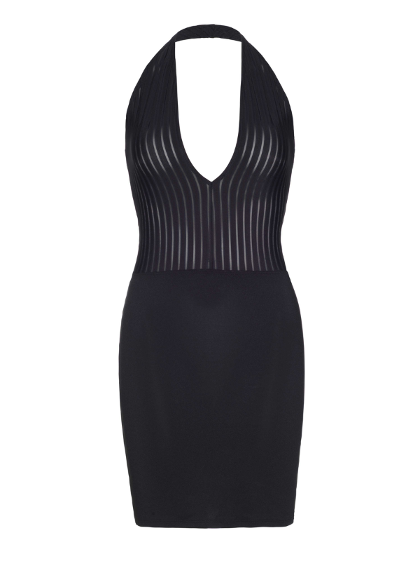 Leg Avenue Ribbed Deep-V Backless Dress Black from Nice 'n' Naughty