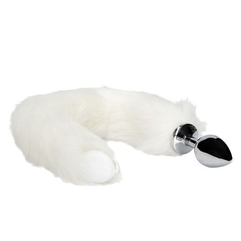 Ouch! Light up Fox Tail with Metal Butt Plug White from Nice 'n' Naughty