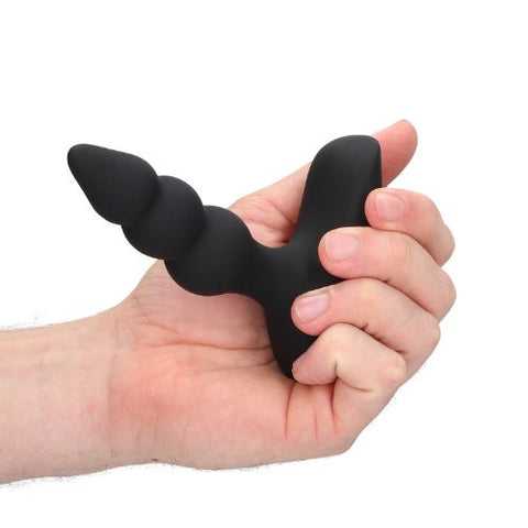 Loveline Beaded Vibrating Anal Plug w Remote Black from Nice 'n' Naughty