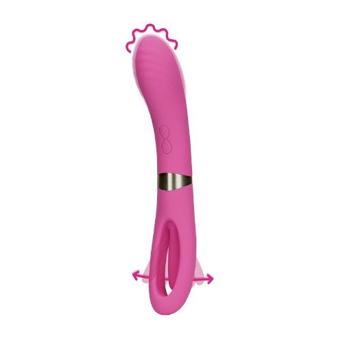 Loveline Double-Sided Flapping Vibrator Pink Silicone from Nice 'n' Naughty