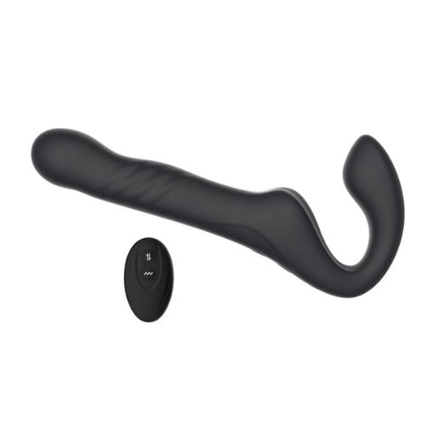 Mina Surge Thrusting & Vibrating Strapless Strap On Black from Nice 'n' Naughty