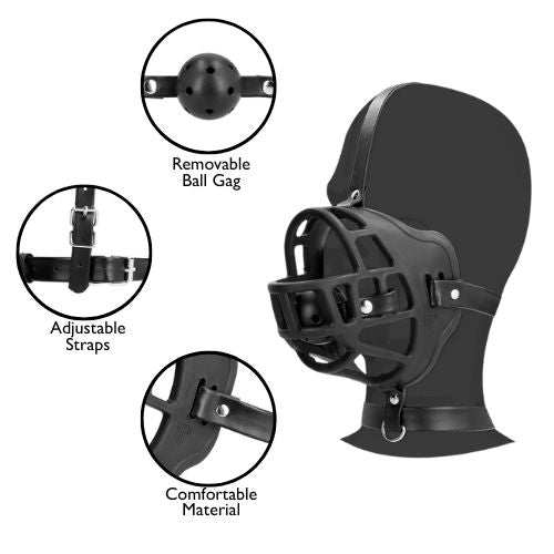 Ouch! Xtreme Muzzle with Removable Ball Gag Black from Nice 'n' Naughty