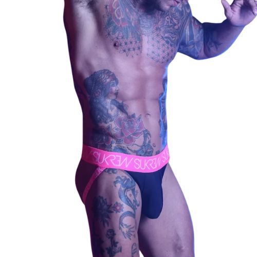 Sukrew Underground Jockstrap Underground Black/Electric Pink from Nice 'n' Naughty