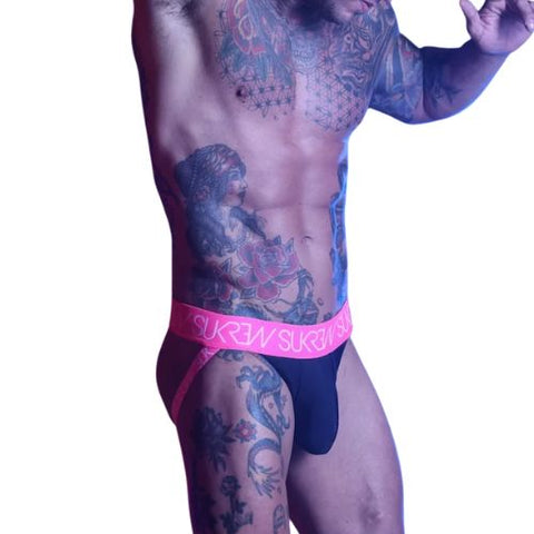 Sukrew Underground Jockstrap Underground Black/Electric Pink from Nice 'n' Naughty