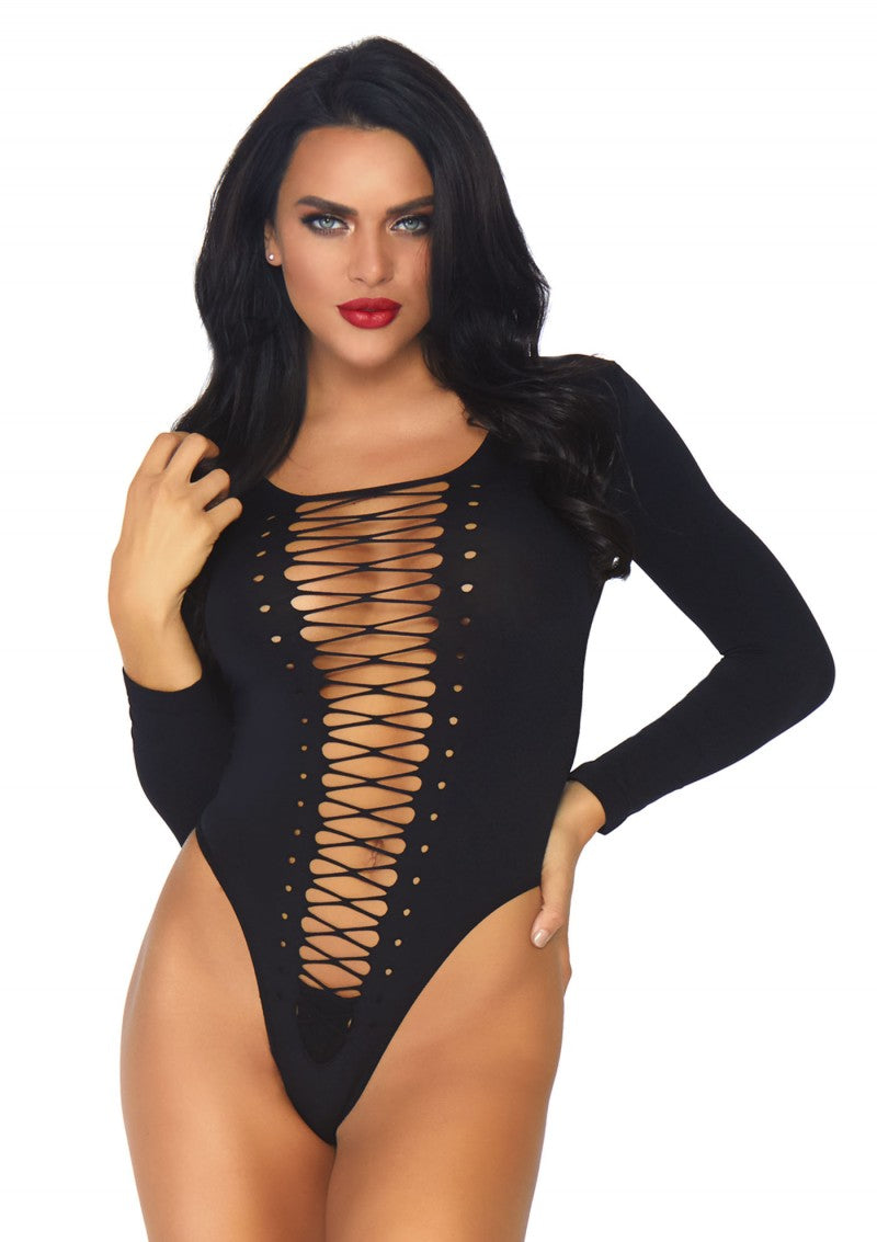 Leg Avenue Lace up Long Sleeved Bodysuit