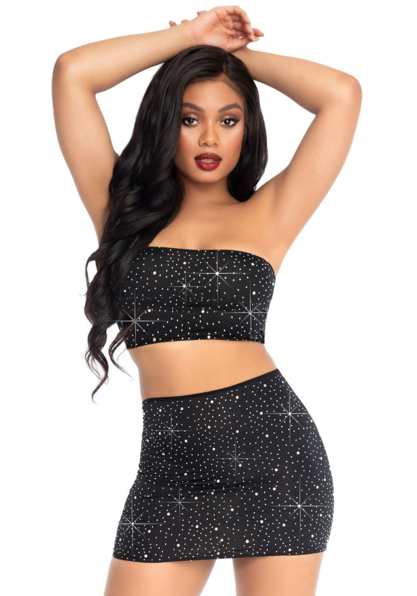 Leg Avenue 2pc Rhinestone Bandeau & Mini Skirt