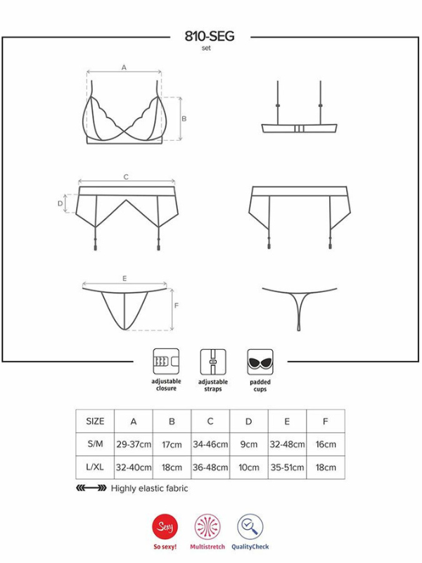 Obsessive 810 Bra & Brief 3 Pc Set