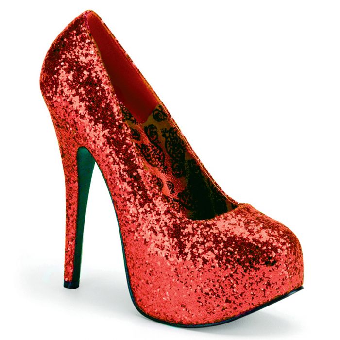 Pleaser TEEZE-06 Red Glitter Shoes