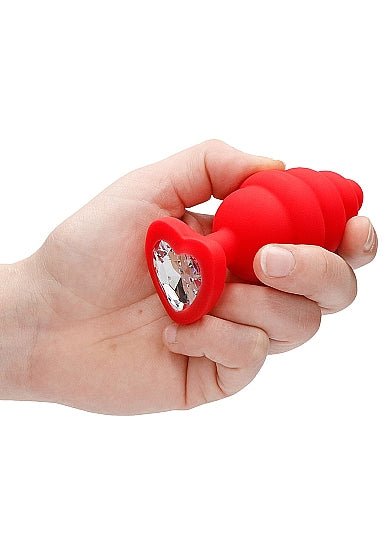 Ouch! Ribbed Diamond Heart Plug