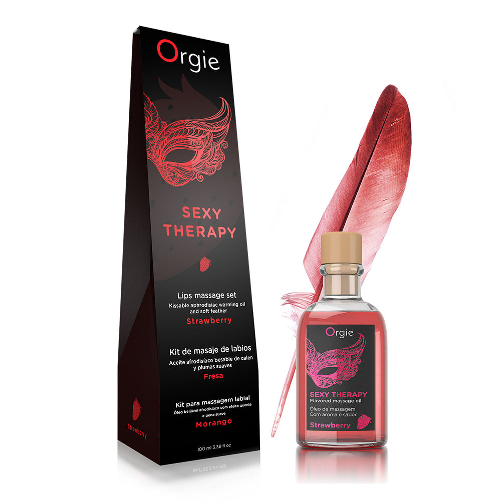 Orgie Kissable Lips Glass Bottle Massage Set